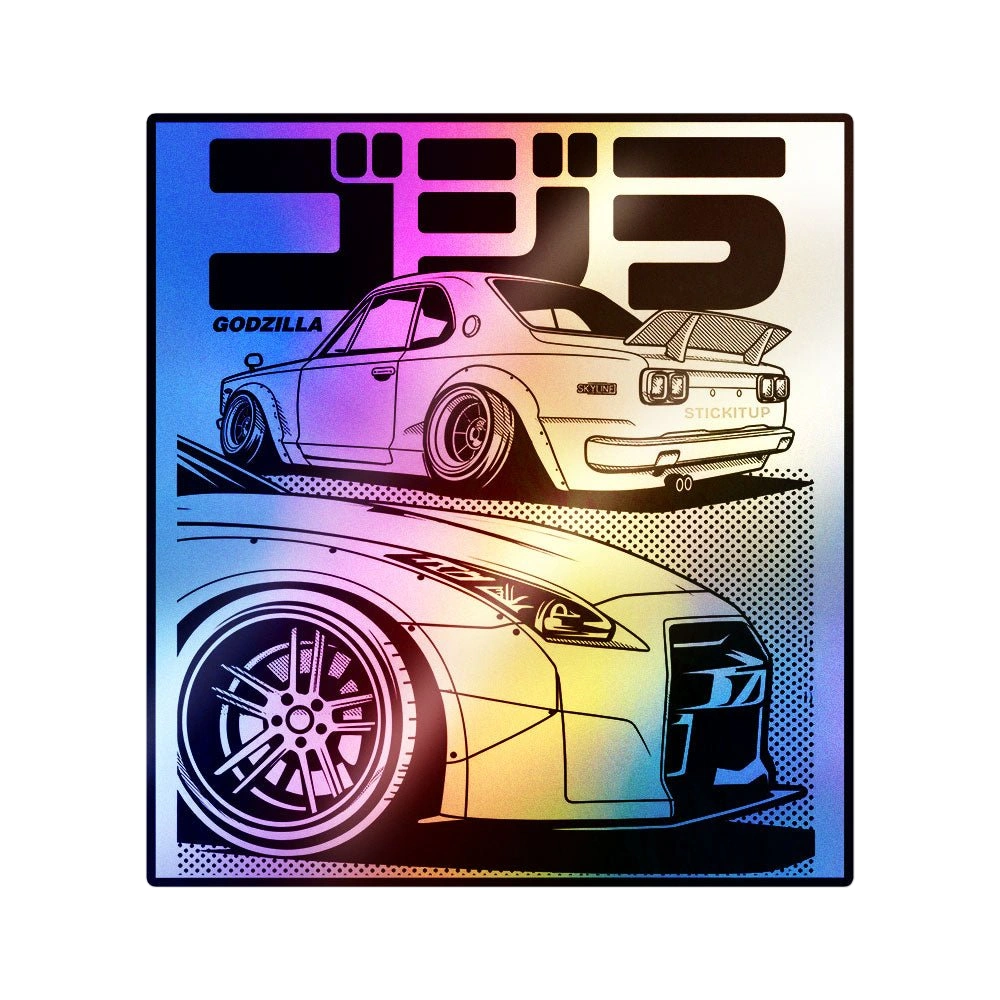 Jdm Car Kanji Text Holographic Stickers